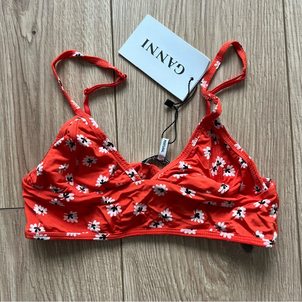 GANNI NWT Montmartre Red Floral Bralette